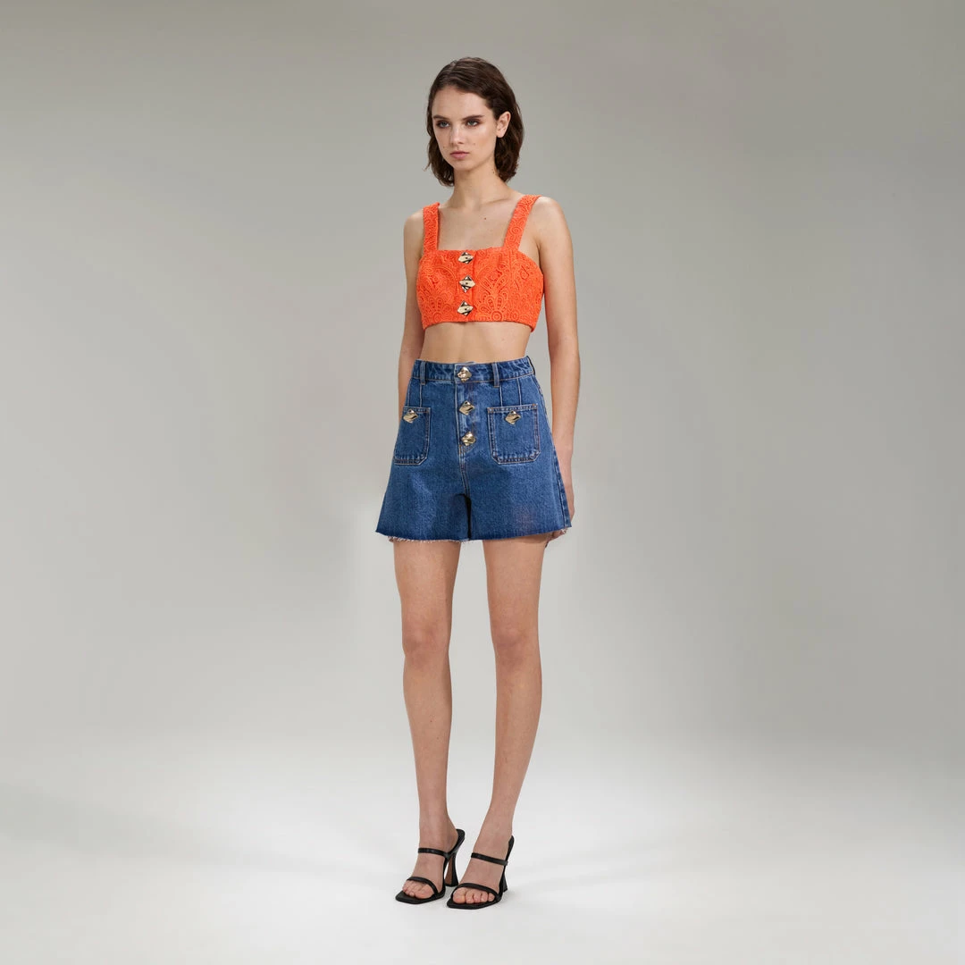 Self-portrait Light Blue Denim Shorts