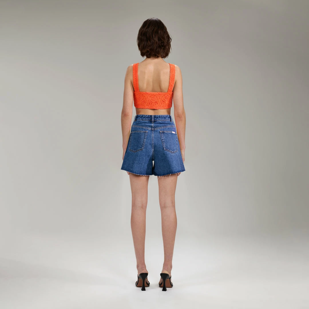 Self-portrait Light Blue Denim Shorts