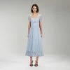 Self-portrait Light Blue Chiffon Cut Out Midi Dress NEW ARRIVALS