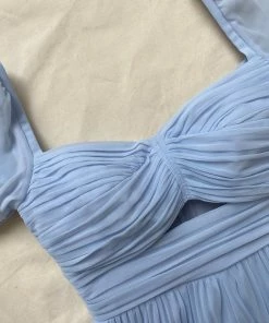 Self-portrait Light Blue Chiffon Cut Out Midi Dress NEW ARRIVALS