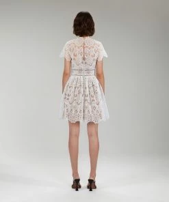 Self-portrait White Floral Guipure Lace Mini Dress READY TO WEAR