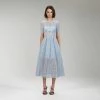 Self-portrait Light Blue Cotton Broderie Anglaise Midi Dress