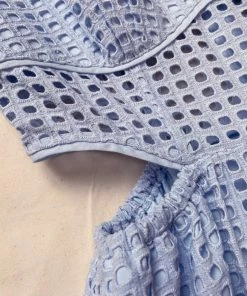 Self-portrait Light Blue Cotton Broderie Anglaise Midi Dress