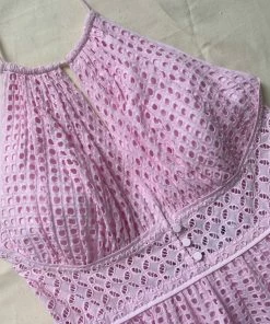 Self-portrait Light Pink Cotton Broderie Anglaise Mini Dress