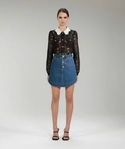 Self-portrait Black Floral Guipure Blouse