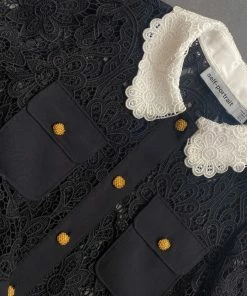 Self-portrait Black Floral Guipure Blouse