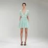 Self-portrait Mint Ribbon Lace Mini Dress
