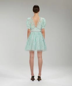 Self-portrait Mint Ribbon Lace Mini Dress