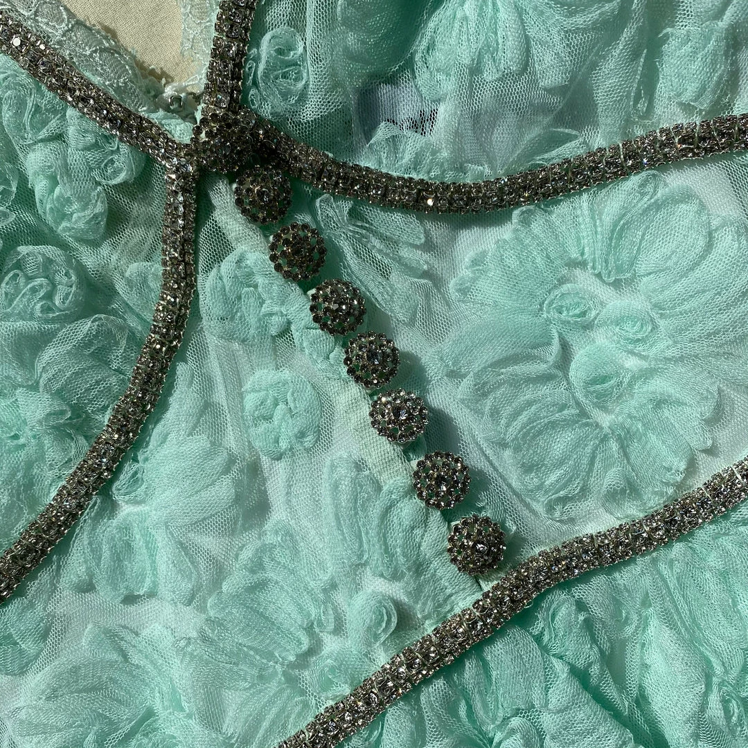 Self-portrait Mint Ribbon Lace Mini Dress