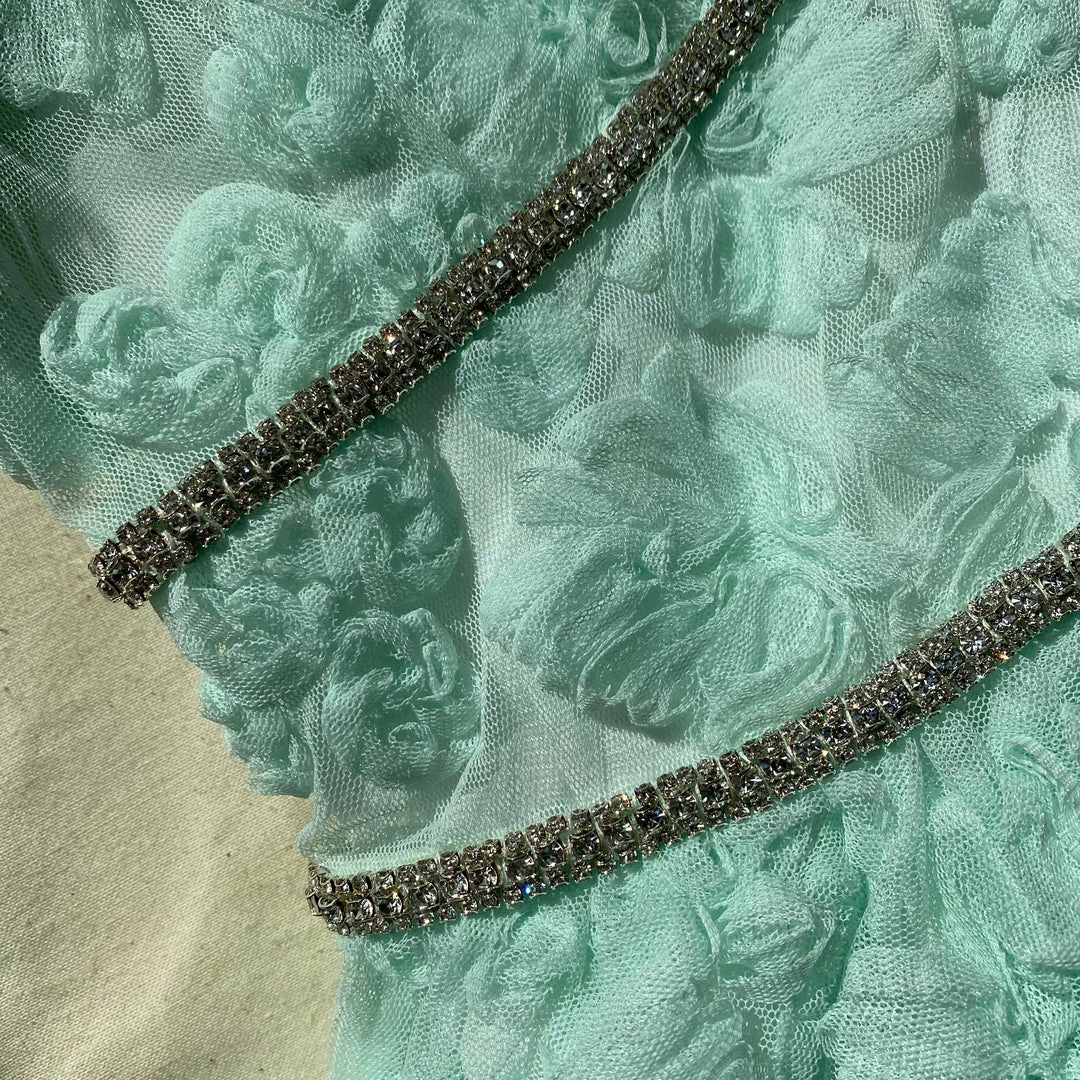 Self-portrait Mint Ribbon Lace Mini Dress