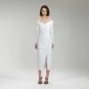 Self-portrait White Jersey Crossover Bust Midi Dress NEW ARRIVALS
