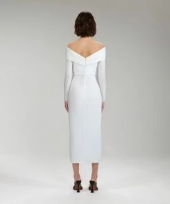 Self-portrait White Jersey Crossover Bust Midi Dress NEW ARRIVALS