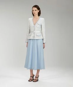 Self-portrait Ivory Boucle Tailored Midi Dress READY TO WEAR