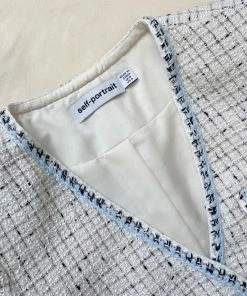 Self-portrait Ivory Boucle Tailored Midi Dress READY TO WEAR