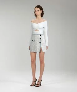 Self-portrait Ivory Boucle Tailored Mini Skirt READY TO WEAR
