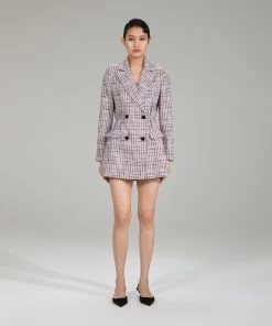Self-portrait NEW ARRIVALS Pink Boucle Tailored Mini Dress