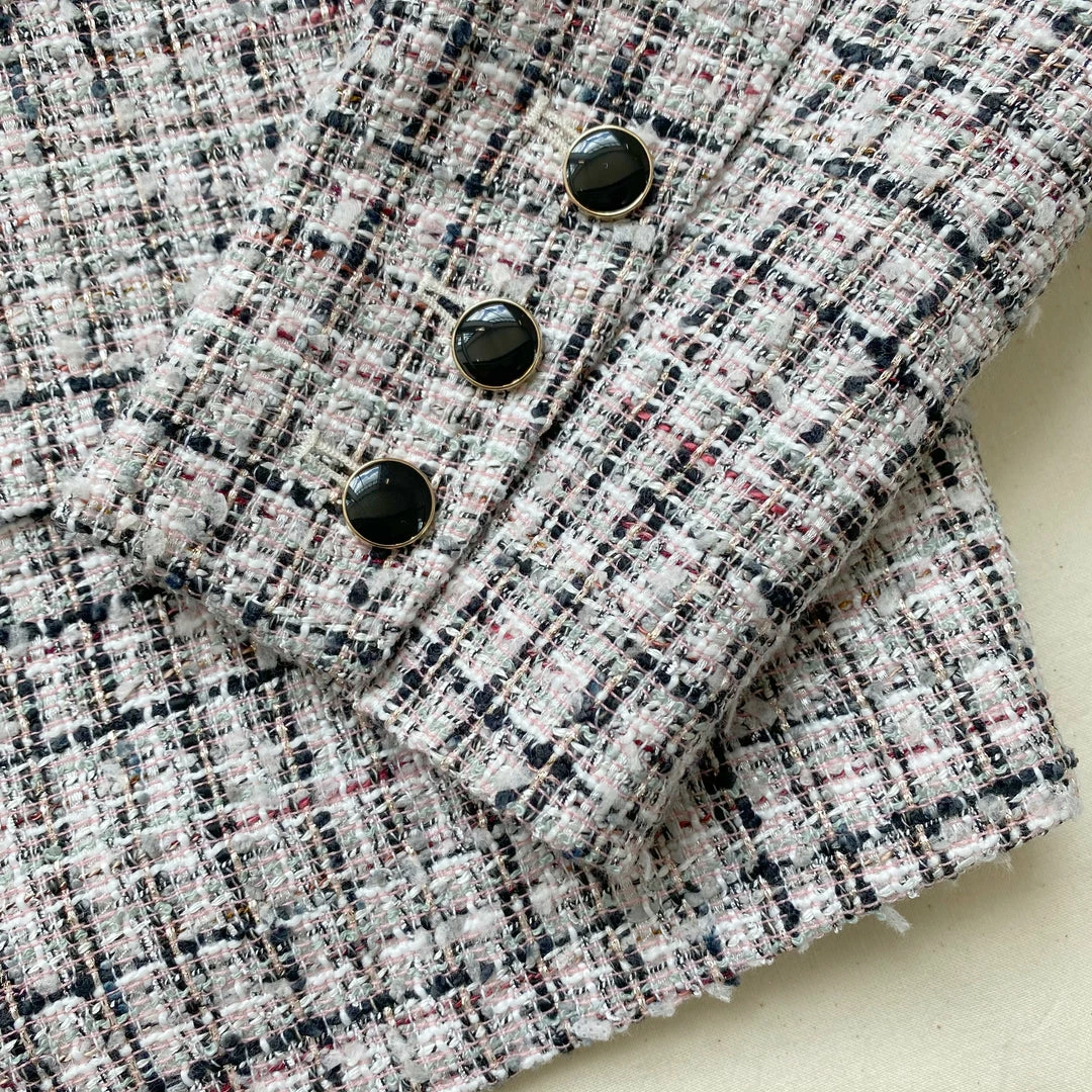 Self-portrait NEW ARRIVALS Pink Boucle Cropped Tailored Jacket