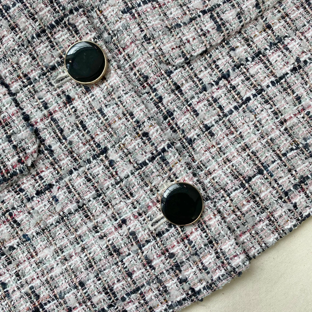 Self-portrait NEW ARRIVALS Pink Boucle Cropped Tailored Jacket