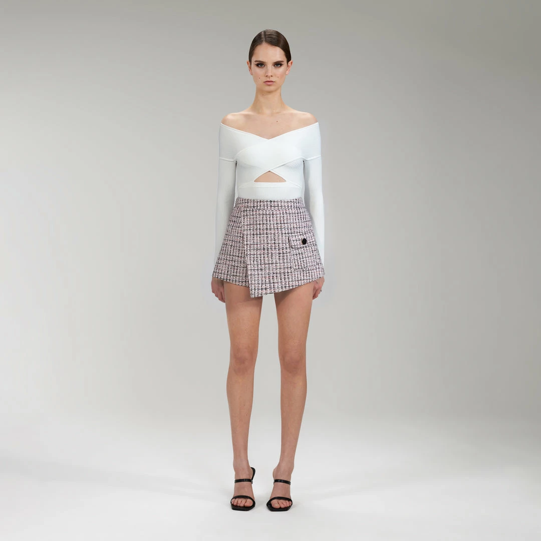 Self-portrait Pink Boucle Tailored Skort