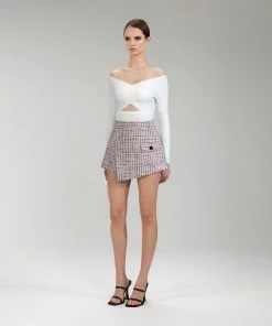 Self-portrait Pink Boucle Tailored Skort