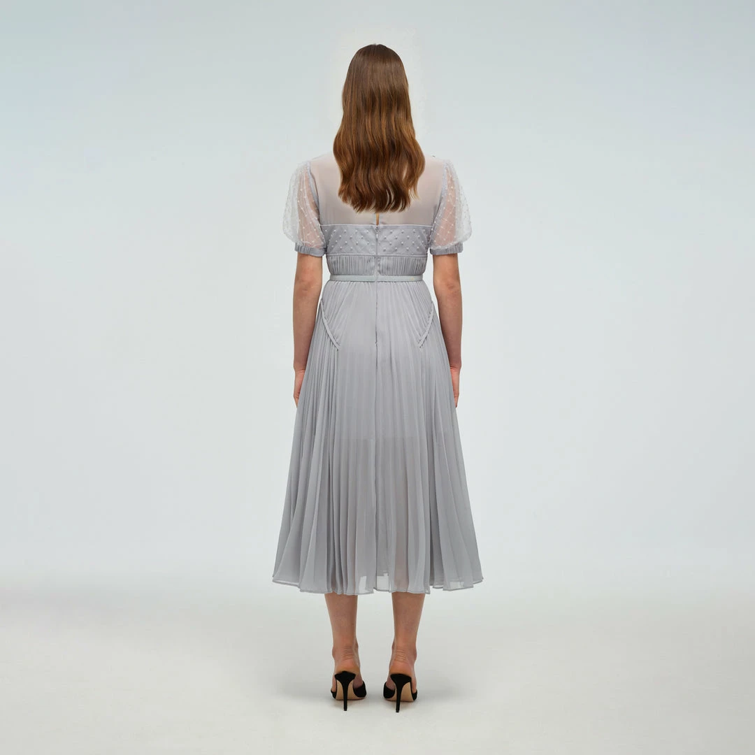 Self-portrait Beaded Mesh Midi Dress READY TO WEAR