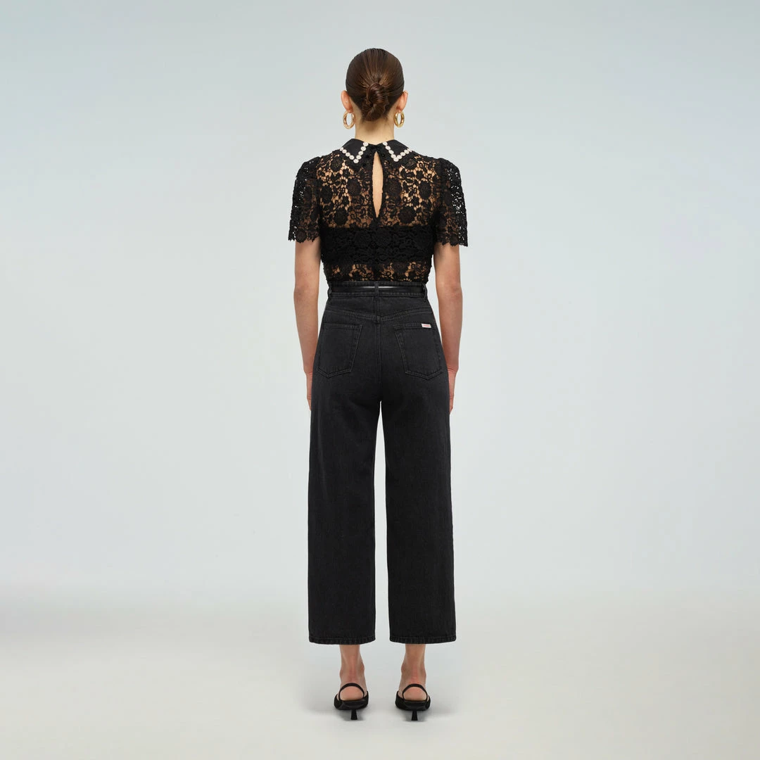 Self-portrait Black Guipure Lace Top