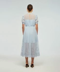 Self-portrait READY TO WEAR Blue Broderie Chiffon Dress