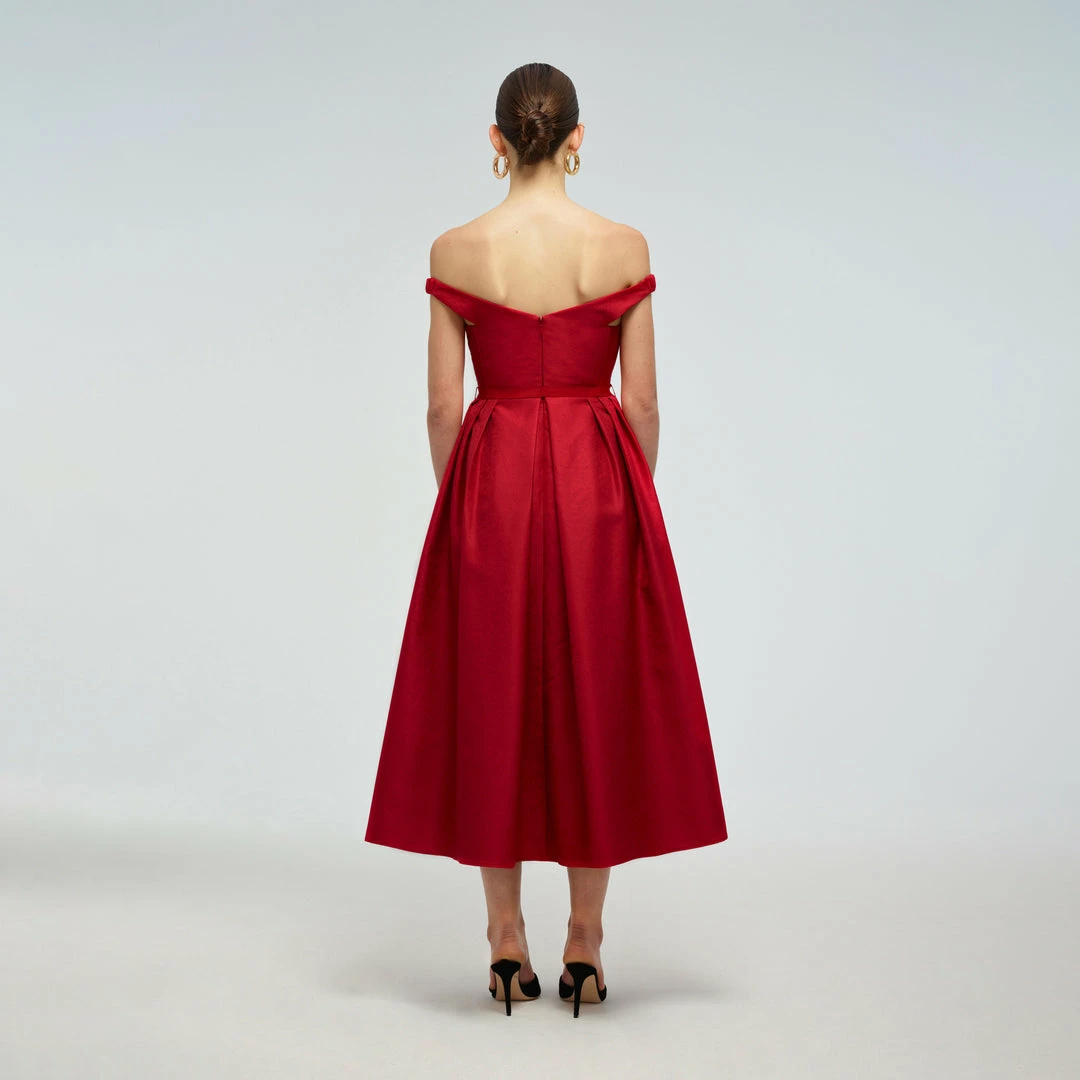 Self-portrait READY TO WEAR Textured Off Shoulder Midi Dress