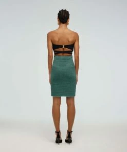 Self-portrait Green Stripe Knit Skirt READY TO WEAR