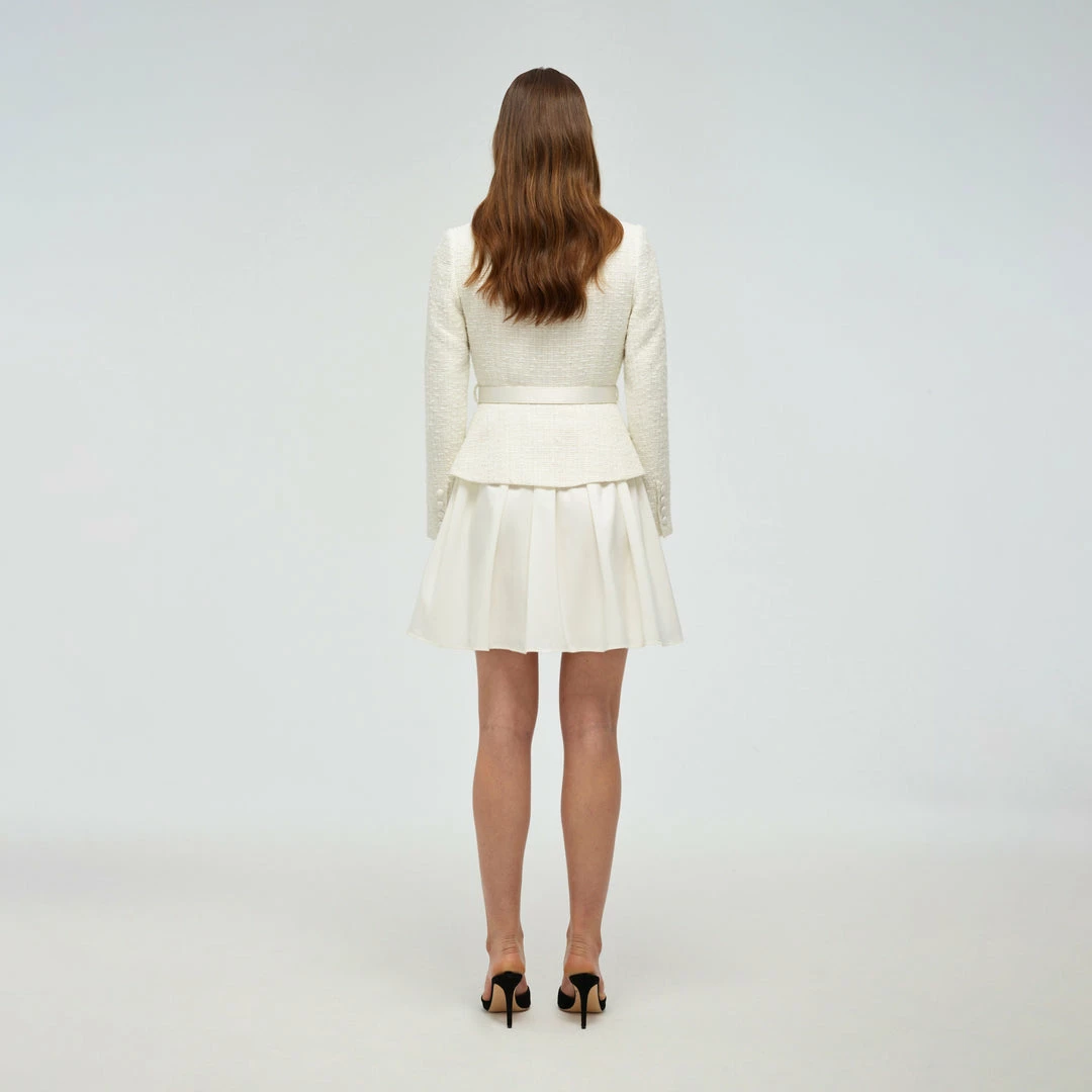 Self-portrait READY TO WEAR Tailored Cream Boucle Mini Dress