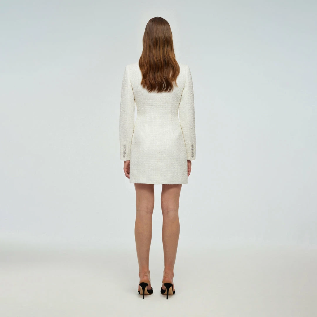 Self-portrait Cream Boucle Mini Dress
