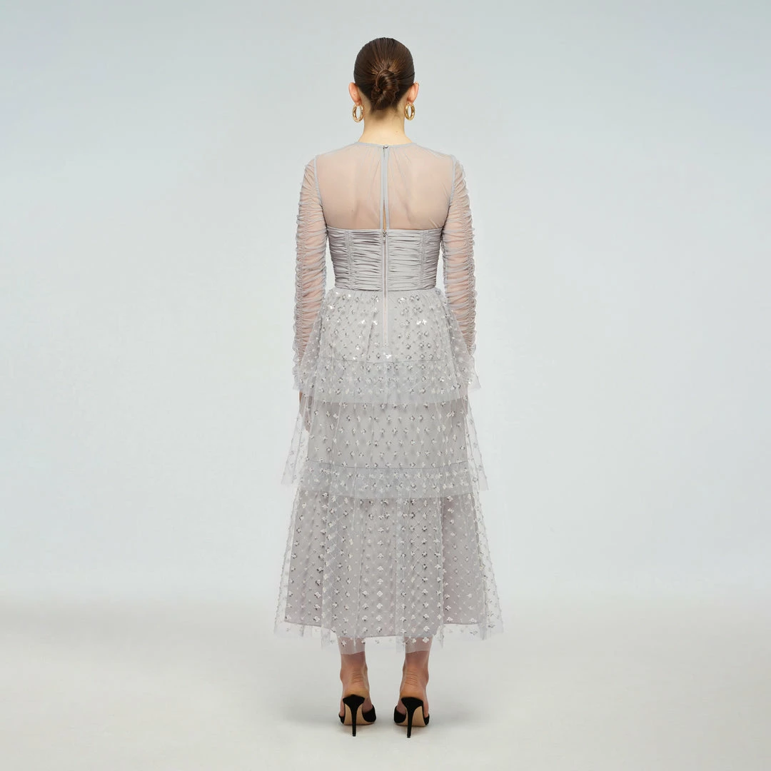 Self-portrait Cluster Sequin Tiered Midi Dress READY TO WEAR