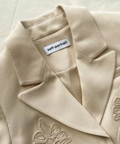 Self-portrait Cream Belted Lace Detail Jacket NEW ARRIVALS