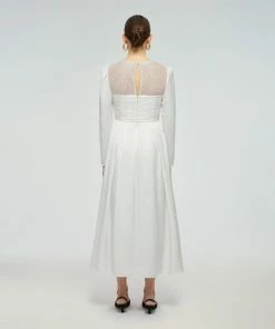 Self-portrait READY TO WEAR White Diamante Trim Midi Dress