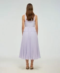 Self-portrait Lilac Scallop Midi Dress