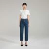 Self-portrait NEW ARRIVALS White Broderie Collar Jersey T Shirt