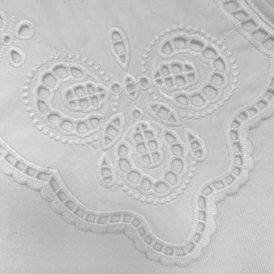 Self-portrait NEW ARRIVALS White Broderie Collar Jersey T Shirt