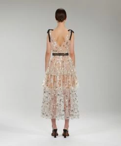 Self-portrait READY TO WEAR Star Mesh Midi Dress