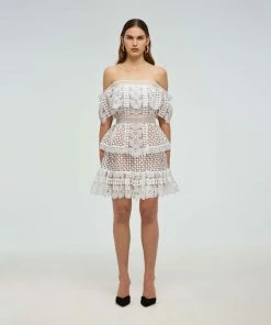Self-portrait Mini Off Shoulder Guipure Dress READY TO WEAR