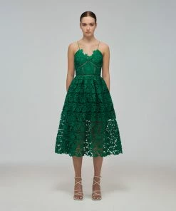 Self-portrait Green Azaelea Midi Dress READY TO WEAR