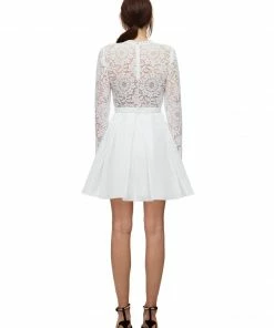 Self-portrait READY TO WEAR Guipure Lace And Taffeta Mini Dress