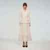 Self-portrait Cream Tailored Boucle And Chiffon Midi Dress NEW ARRIVALS