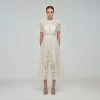 Self-portrait READY TO WEAR Ivory Floral Guipure Midi Dress