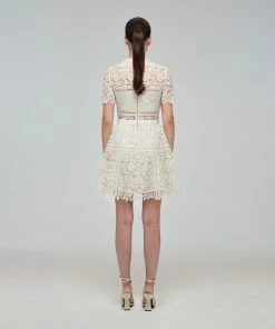 Self-portrait Ivory Floral Guipure Mini Dress READY TO WEAR