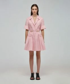Self-portrait Pink Organic Cotton Cut Out Mini Dress