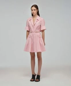 Self-portrait Pink Organic Cotton Cut Out Mini Dress