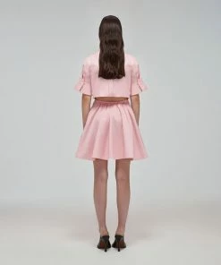 Self-portrait Pink Organic Cotton Cut Out Mini Dress