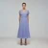 Self-portrait Lilac Chiffon Pleated Midi Dress