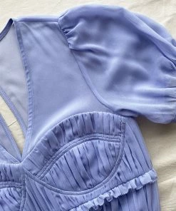 Self-portrait Lilac Chiffon Pleated Midi Dress