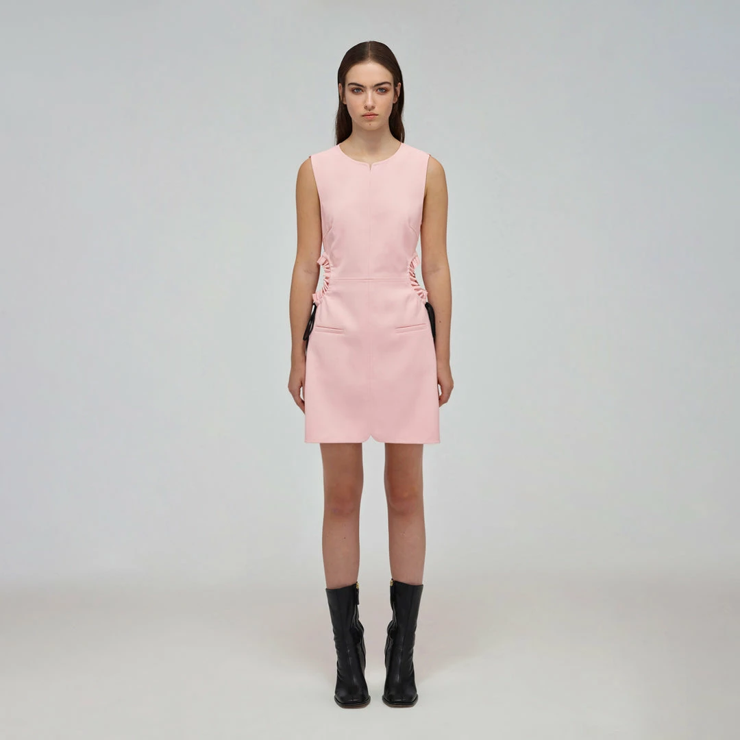 Self-portrait Pink Bonded Crepe Cut Out Mini Dress READY TO WEAR